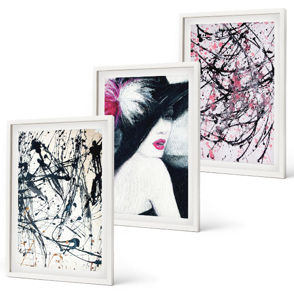 Wall art set Abstract paint patterns hat