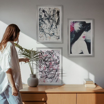Wall art set Abstract paint patterns hat