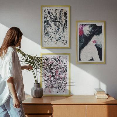 Wall art set Abstract paint patterns hat