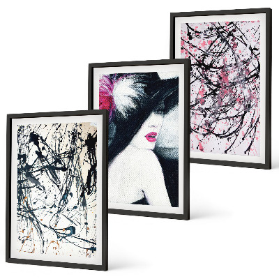 Wall art set Abstract paint patterns hat