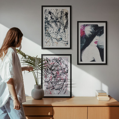 Wall art set Abstract paint patterns hat