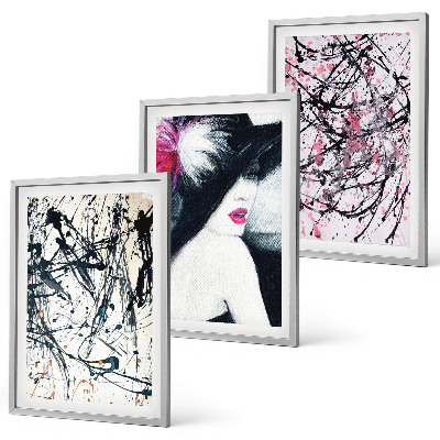 Wall art set Abstract paint patterns hat
