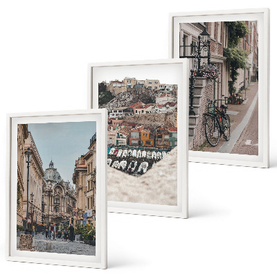 Set of 3 framed wall art pieces The charming streets of the city's port
