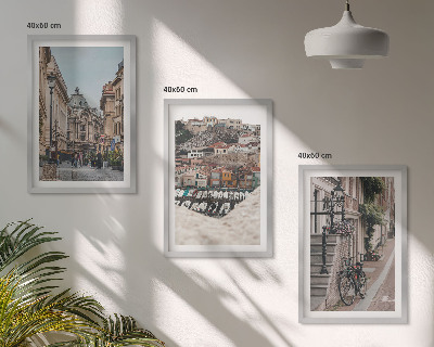 Set of 3 framed wall art pieces The charming streets of the city's port