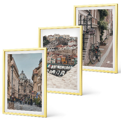 Set of 3 framed wall art pieces The charming streets of the city's port