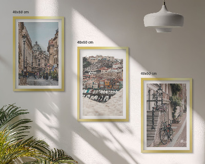 Set of 3 framed wall art pieces The charming streets of the city's port