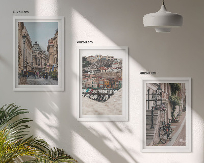 Set of 3 framed wall art pieces The charming streets of the city's port