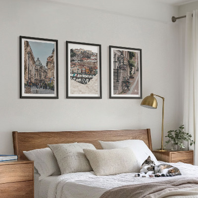 Set of 3 framed wall art pieces The charming streets of the city's port