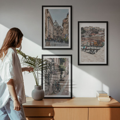 Set of 3 framed wall art pieces The charming streets of the city's port