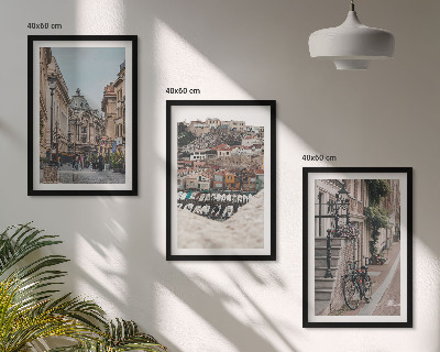 Set of 3 framed wall art pieces The charming streets of the city's port