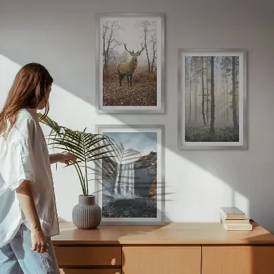 Wall art set forest landscapes and wild nature