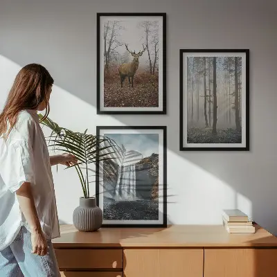 Wall art set forest landscapes and wild nature