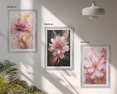 Three-piece wall art piece Floral compositions of roses and white