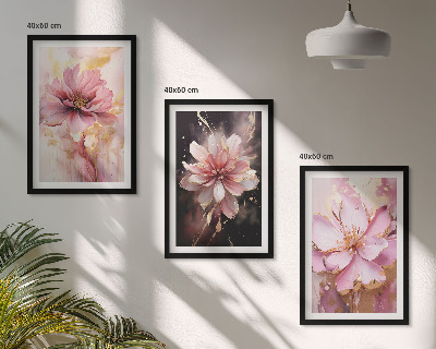 Three-piece wall art piece Floral compositions of roses and white