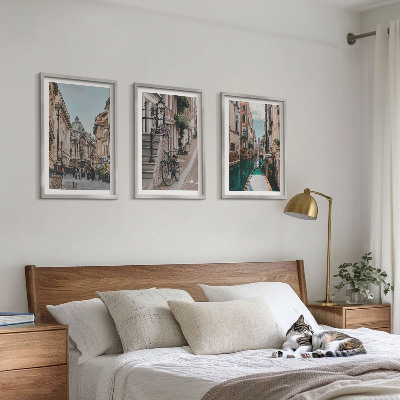 Set of 3 framed wall art pieces Venice's water streets