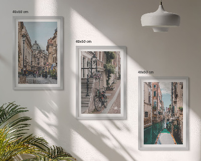 Set of 3 framed wall art pieces Venice's water streets