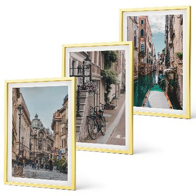 Set of 3 framed wall art pieces Venice's water streets
