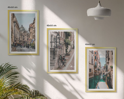 Set of 3 framed wall art pieces Venice's water streets