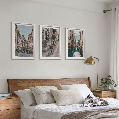 Set of 3 framed wall art pieces Venice's water streets