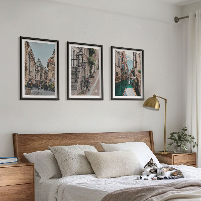 Set of 3 framed wall art pieces Venice's water streets