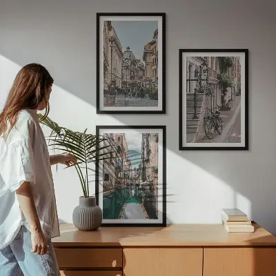 Venice's water streets wall art set of 3 framed pieces