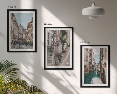 Set of 3 framed wall art pieces Venice's water streets