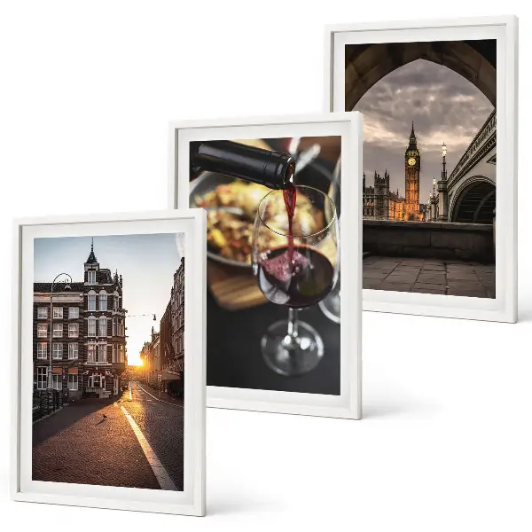 Wall art set featuring London city food imagery