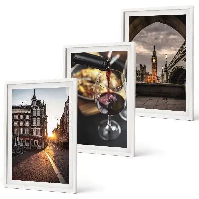 Wall art set featuring London city food imagery
