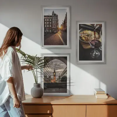 Wall art set featuring London city food imagery