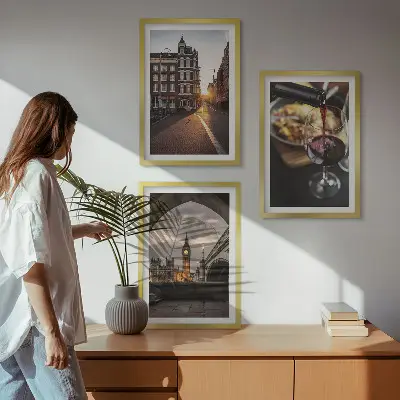 Wall art set featuring London city food imagery
