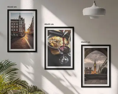 Wall art set featuring London city food imagery
