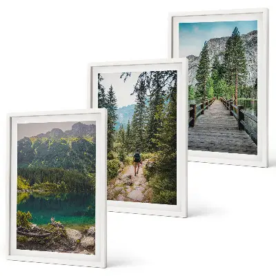Wall art set mountains, lakes, forests, and paths