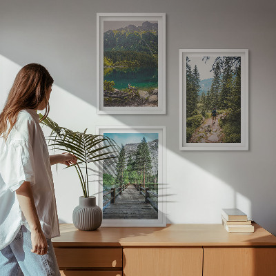 Wall art set Mountains, lakes, forests, paths