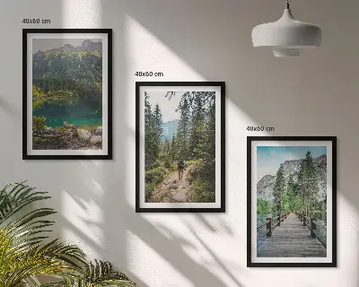 Wall art set mountains, lakes, forests, and paths