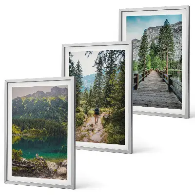 Wall art set mountains, lakes, forests, and paths
