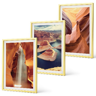 Three-piece wall art piece Waterfall in the canyon gorge