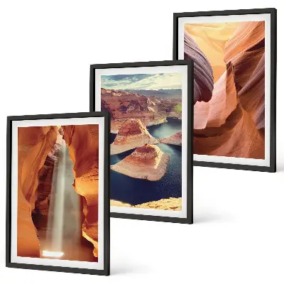 Waterfall in the canyon gorge wall art three-piece set