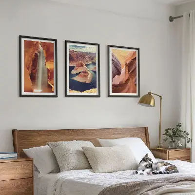 Waterfall in the canyon gorge wall art three-piece set