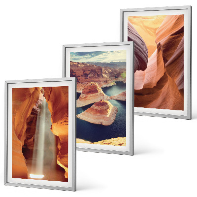 Three-piece wall art piece Waterfall in the canyon gorge
