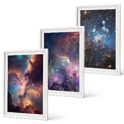 Cosmic starscapes set of 3 framed wall art pieces
