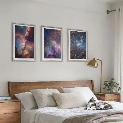 Cosmic starscapes set of 3 framed wall art pieces