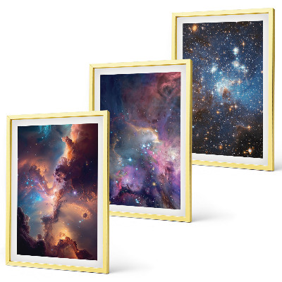 Set of 3 framed wall art pieces Cosmic starscapes