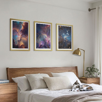 Set of 3 framed wall art pieces Cosmic starscapes