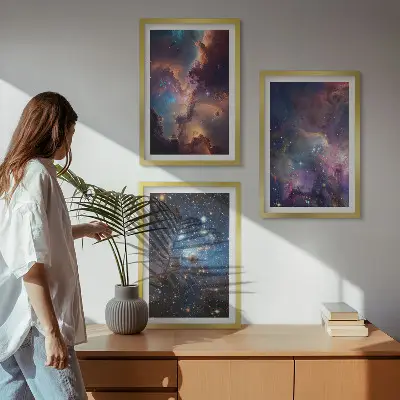 Cosmic starscapes set of 3 framed wall art pieces