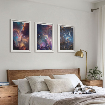 Set of 3 framed wall art pieces Cosmic starscapes