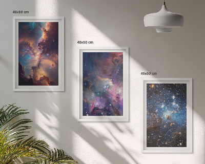 Set of 3 framed wall art pieces Cosmic starscapes