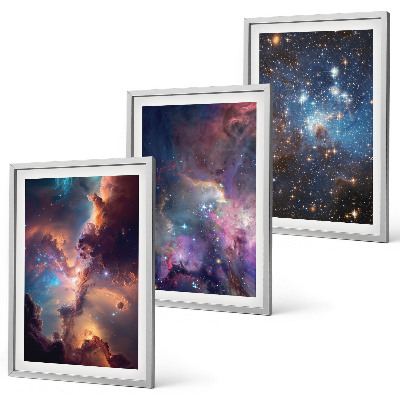 Set of 3 framed wall art pieces Cosmic starscapes