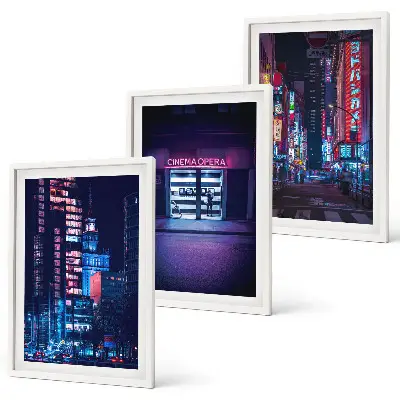 Night city neon entrance wall art set 