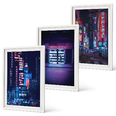 Wall art set Night city neon entrance