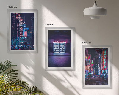Wall art set Night city neon entrance